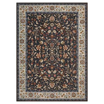 Faux Cashmere Rug - Vintage Floral Pattern Washable Carpet for Home Decor