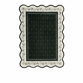 Modern Border Washable Rug - Stain-Resistant Low-Pile Foldable Carpet for Home