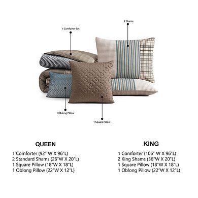 Bebejan Tranquil Patch 100 % Cotton Sateen 5 Piece Reversible Comforter Set