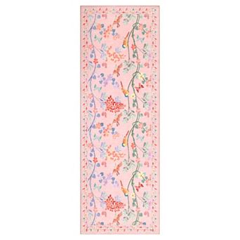 Floral and Bird Washable Rug Non-Slip Soft Kitchen & Living Room Carpet, Machine washable