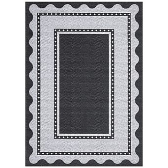 Machine Washable Area Rug, Non-Shedding Low-Pile Non-Slip Stain-Resistant Modern Bordered Carpet