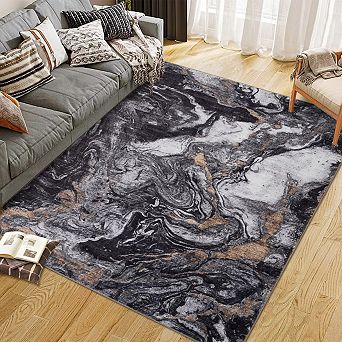 Boho Vintage Abstract Rug, Washable Non-Slip Carpet for Living Room, Bedroom & Dining