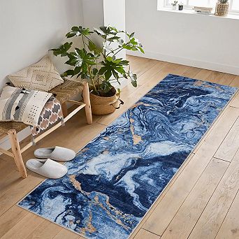Boho Vintage Abstract Rug, Washable Non-Slip Carpet for Living Room, Bedroom & Dining