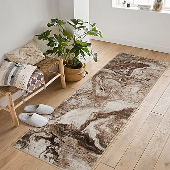 Boho Vintage Abstract Rug, Washable Non-Slip Carpet for Living Room, Bedroom & Dining