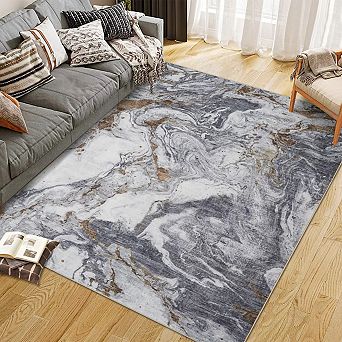 Boho Vintage Abstract Rug, Washable Non-Slip Carpet for Living Room, Bedroom & Dining