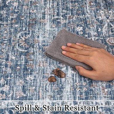Vintage Area Rug - Non-Slip Reversible Machine Washable Soft Boho Rug for Home