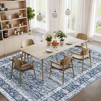 Vintage Area Rug - Non-Slip Reversible Machine Washable Soft Boho Rug for Home