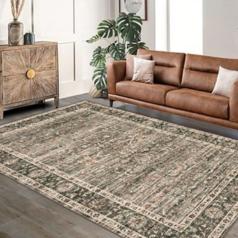 Vintage Area Rug - Non-Slip Reversible Machine Washable Soft Boho Rug for Home