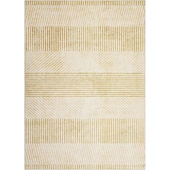 Modern Stripe Area Rug, Machine Washable Non-Slip Low-Pile Carpet for Home Spaces