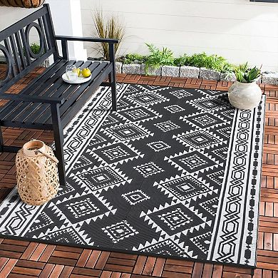 Reversible Plastic Straw Rug, All-Weather Indoor/Outdoor Floor Mat for Home & RV