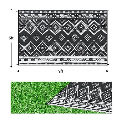 Reversible Plastic Straw Rug, All-Weather Indoor/Outdoor Floor Mat for Home & RV