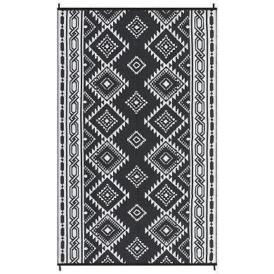 Reversible Plastic Straw Rug, All-Weather Indoor/Outdoor Floor Mat for Home & RV