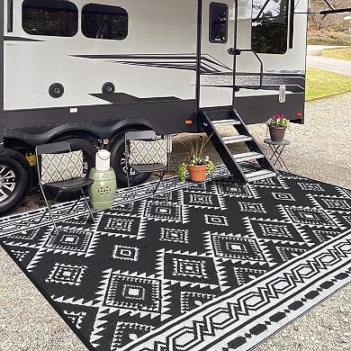 Reversible Plastic Straw Rug, All-Weather Indoor/Outdoor Floor Mat for Home & RV
