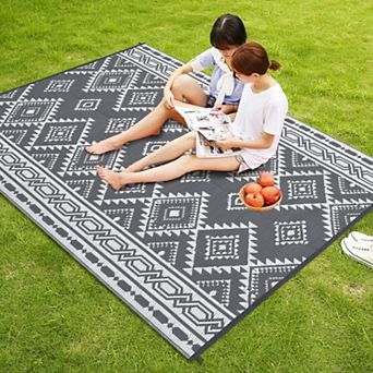 Reversible Plastic Straw Rug, All-Weather Indoor/Outdoor Floor Mat for Home & RV