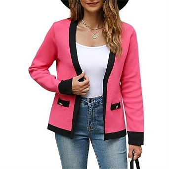 Women's V Neck Cardigan Long Sleeve Sweater Knit Oversized Loose Open Front Coat