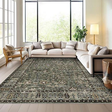 Moroccan Bohemian Rug, Non-Slip Wear-Resistant Easy-Clean Cotton Blend Rug