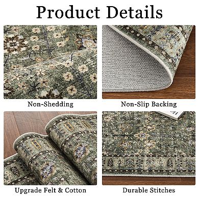 Moroccan Bohemian Rug, Non-Slip Wear-Resistant Easy-Clean Cotton Blend Rug