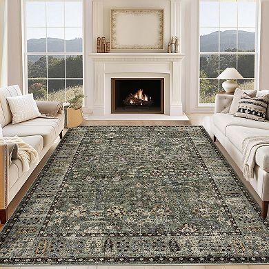 Moroccan Bohemian Rug, Non-Slip Wear-Resistant Easy-Clean Cotton Blend Rug