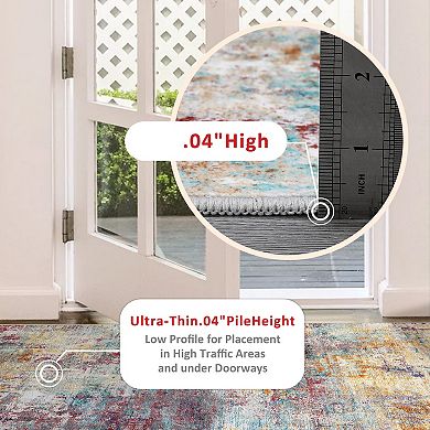 Abstract Pattern Washable Area Rug - Soft Durable Indoor Carpet for Home Spaces