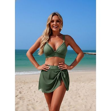 Womens 2 Piece Swimsuits High Waisted Bikini Set Tummy Control Tie Knot Bathing Suits for Beach Pool