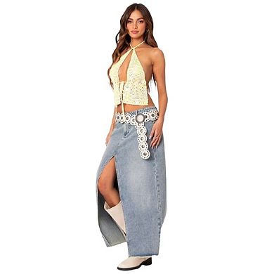 Women's Y2k Halter Top Tie Front Sequin Rave Party Going Out Tops