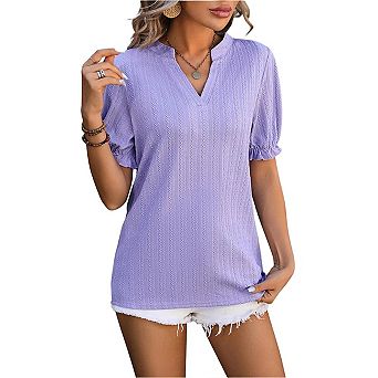 Womens Casual Fashion Top V Neck T Shirts Summer Short Sleeve Casual T Shirts