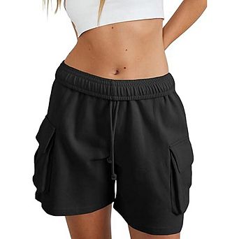 Women's Elastic Waist Cargo Loose Shorts