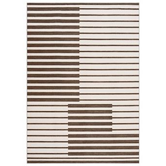 Machine Washable Stripe Area Rug, Non-Slip Neutral Floor Carpet for Living Room, Bedroom