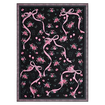 Floral Washable Area Rug for Living Room, Botanical Print Carpet Indoor Farmhouse