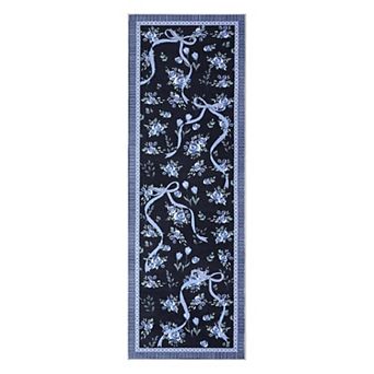 Floral Washable Area Rug for Living Room, Botanical Print Carpet Indoor Farmhouse
