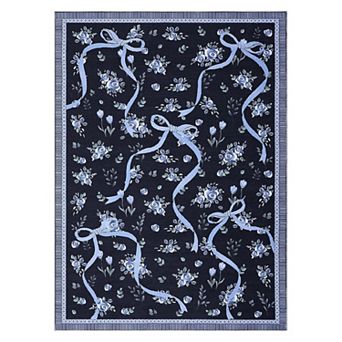 Floral Washable Area Rug for Living Room, Botanical Print Carpet Indoor Farmhouse