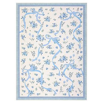 Floral Washable Area Rug for Living Room, Botanical Print Carpet Indoor Farmhouse