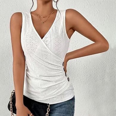 Women's V Neck Tank Tops Solid Color Sleeveless Wrap Tops Fitted Ruched T Shirts