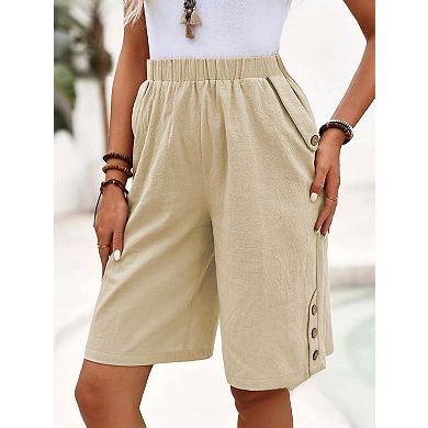 Women's Short Straight Leg Casual Shorts with Pockets