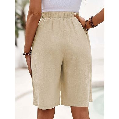 Women's Short Straight Leg Casual Shorts with Pockets