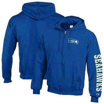 Men's Champion Royal Seattle Seahawks Powerblend Fleece Full-Zip Hoodie