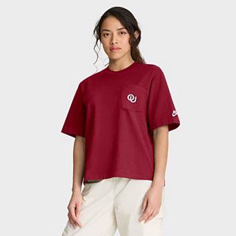 Women's Nike Crimson Oklahoma Sooners Legacy Pocket Boxy T-Shirt