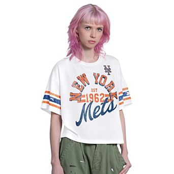Women's Starter White New York Mets Cropped Hurry Up Offense T-Shirt