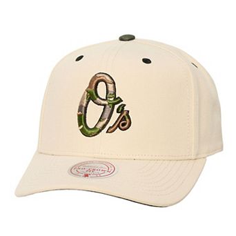 Unisex Mitchell & Ness Cream Baltimore Orioles Camo Logo Pro Crown Snapback Hat