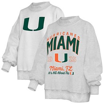 Women's Pressbox Heather Gray Miami Hurricanes Reversible Sweatshirt