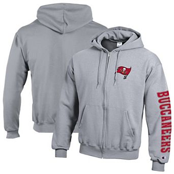 Men's Champion Heather Charcoal Tampa Bay Buccaneers Powerblend Fleece Full-Zip Hoodie