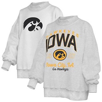 Women's Pressbox Heather Gray Iowa Hawkeyes Reversible Sweatshirt