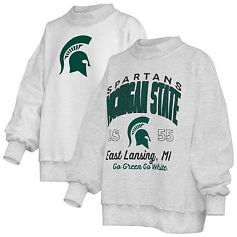 Women's Pressbox Heather Gray Michigan State Spartans Reversible Sweatshirt