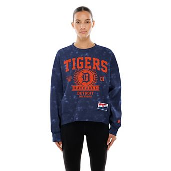 Women's New Era Navy Detroit Tigers Throwback Oversized Boxy Sweatshirt