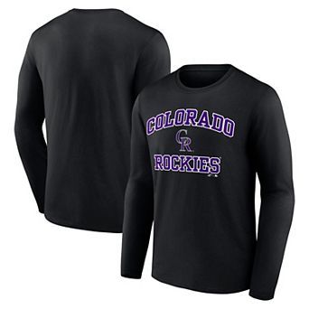 Men's Logo Athletic Black Colorado Rockies Heart & Soul Long Sleeve T-Shirt