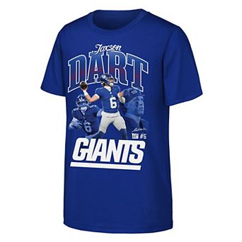 Youth Outerstuff Jaxson Dart Royal New York Giants Triple Pic T-Shirt