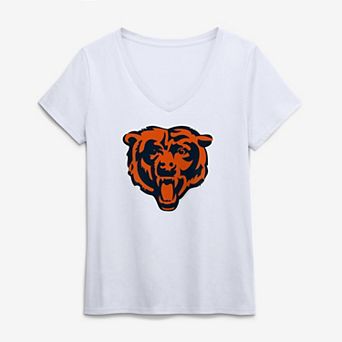 Women's Logo Athletic White Chicago Bears Primary Logo V-Neck T-Shirt