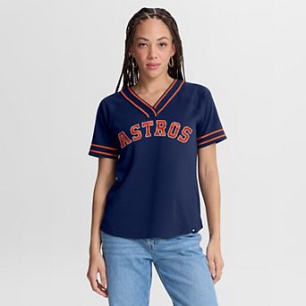 Women's Fanatics Navy Houston Astros Diva Race Ahead Raglan V-Neck T-Shirt
