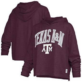 Women's Pressbox Maroon Texas A&M Aggies Nelson Arch Over Logo Long Sleeve Hooded Slub T-Shirt