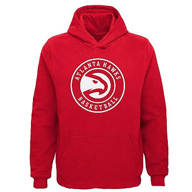 Youth Outerstuff Red Atlanta Hawks Primary Logo Pullover Hoodie